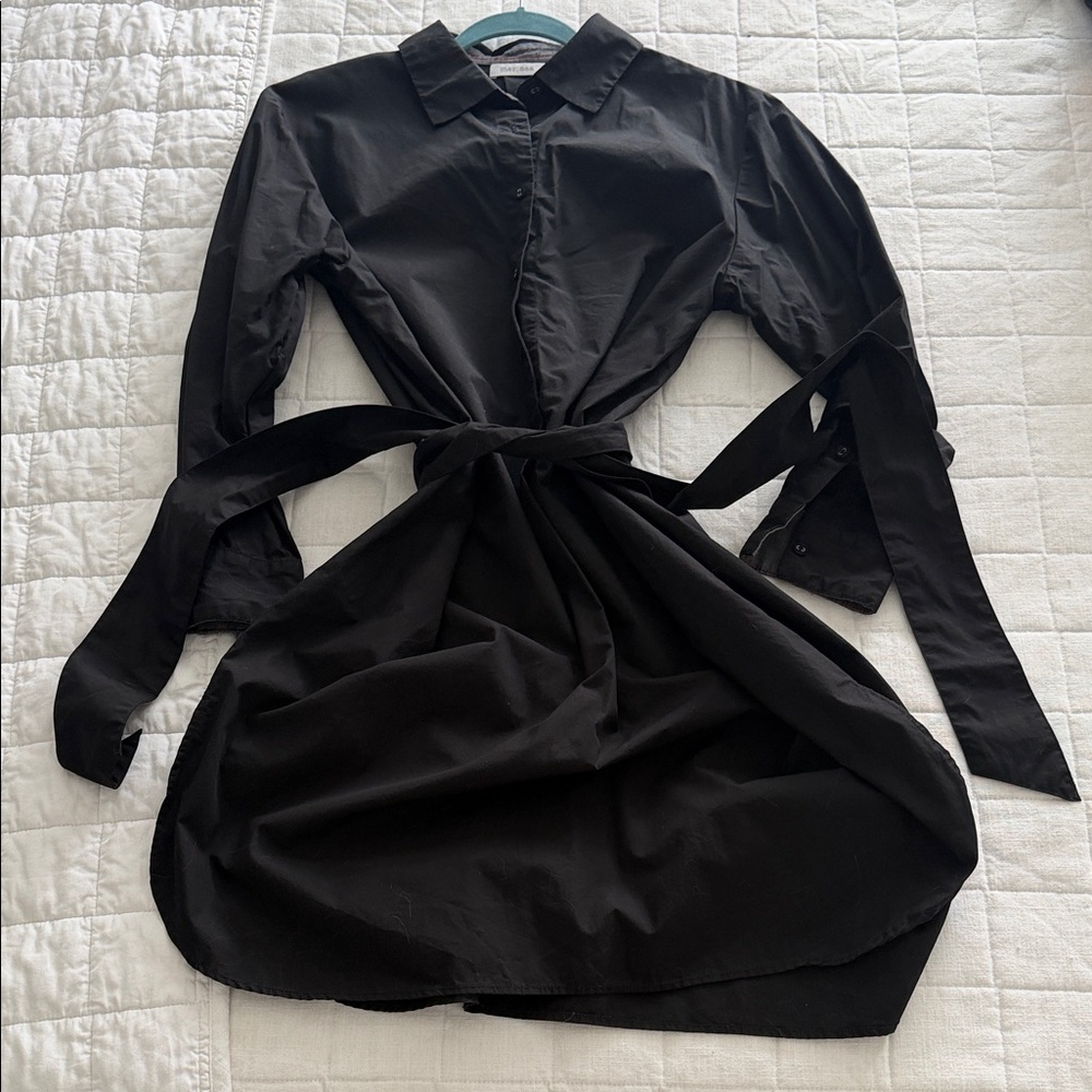 Mer Sea Classic Black Long Sleeve Shirt Dress
